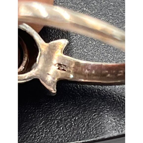 Designer Signed Sterling Silver Round Bezel Set Citrine Ring Sz 7.25 - Picture 9 of 12